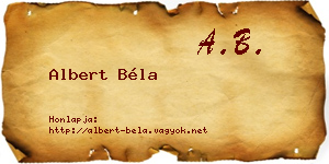 Albert Béla névjegykártya