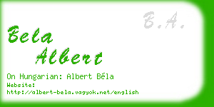bela albert business card