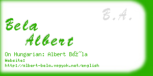 bela albert business card